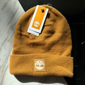 NWT Timberland Logo Brown Wheat Cuff Beanie